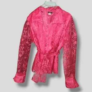 MSK floral pink shirt with sash size L